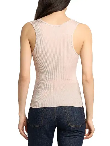 Saint Laurent Women's Laced Tank Top in Ribbed Silk | Thumbnail 5