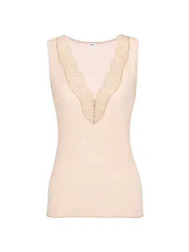 Saint Laurent Women's Laced Tank Top in Ribbed Silk | Thumbnail 1