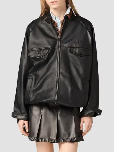 Miu Miu Women's Nappa Leather Jacket - Black - Size 0 | Thumbnail 2
