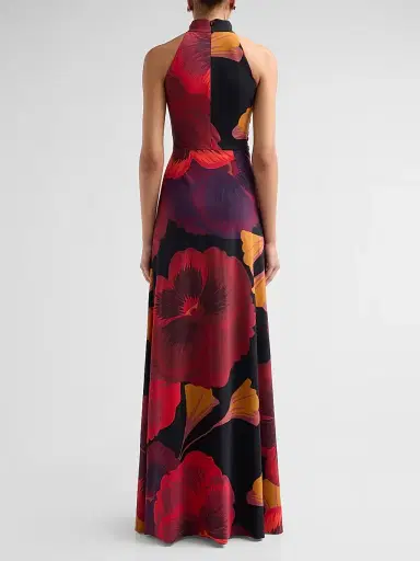 Chiara Boni La Petite Robe Women's Ankita Floral Draped Mock-Turtleneck Maxi Dress - Black Multi - Size 8 | Thumbnail 3 Chiara Boni La Petite Robe Women's Ankita Floral Draped Mock-Turtleneck Maxi Dress - Black Multi - Size 8 | Thumbnail 3