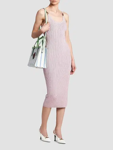 Versace Women's La Vacanza Mesh Rib-Knit Tank Midi-Dress - Light Mauve - Size 2 | Thumbnail 2 Versace Women's La Vacanza Mesh Rib-Knit Tank Midi-Dress - Light Mauve - Size 2 | Thumbnail 2