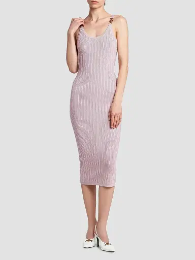 Versace Women's La Vacanza Mesh Rib-Knit Tank Midi-Dress - Light Mauve - Size 2 | Thumbnail 3 Versace Women's La Vacanza Mesh Rib-Knit Tank Midi-Dress - Light Mauve - Size 2 | Thumbnail 3