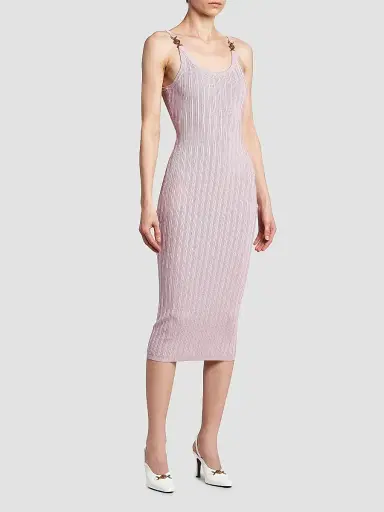 Versace Women's La Vacanza Mesh Rib-Knit Tank Midi-Dress - Light Mauve - Size 2 | Thumbnail 4 Versace Women's La Vacanza Mesh Rib-Knit Tank Midi-Dress - Light Mauve - Size 2 | Thumbnail 4