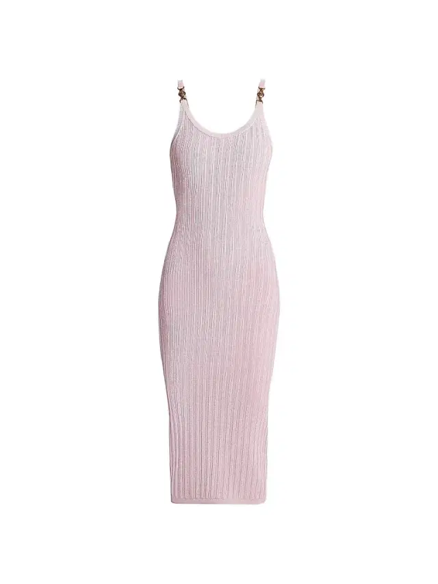 Versace Women's La Vacanza Mesh Rib-Knit Tank Midi-Dress - Light Mauve