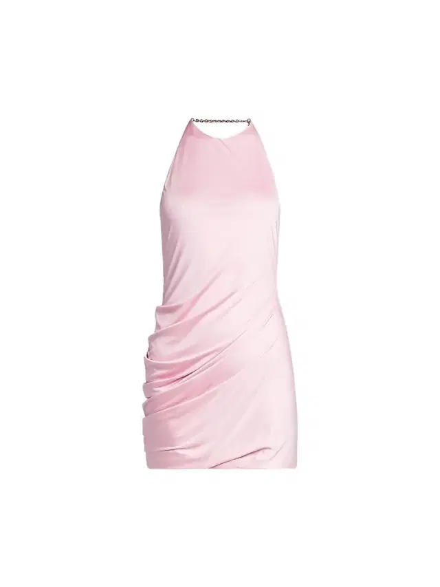 Versace Women's La Vacanza Draped Jersey Chain Halter Minidress - Pastel Pink