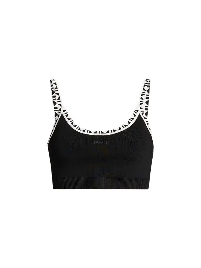 Versace Women's La Vacanza Graphic Trim Crop Top - Black