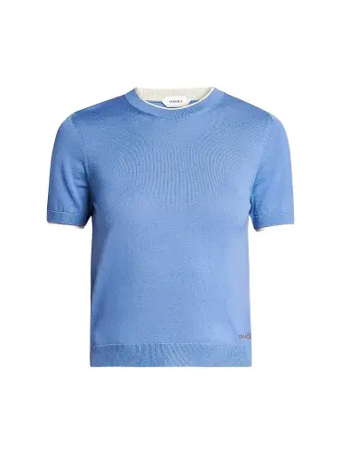 Versace Women's La Vacanza Classic Stretch Wool Sweater - Sky - Size 12 | Thumbnail 1