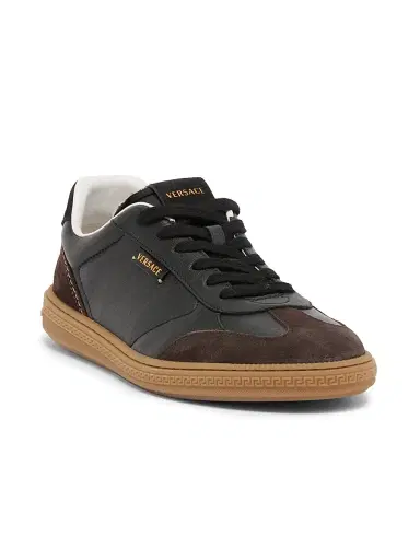 Versace Men's Leather & Suede Low-Top Sneakers - Moka Nero - Size 14 | Thumbnail 2