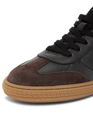 Versace Men's Leather & Suede Low-Top Sneakers - Moka Nero - Size 14 | Thumbnail 5
