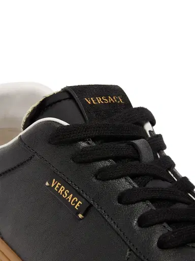 Versace Men's Leather & Suede Low-Top Sneakers - Moka Nero - Size 14 | Thumbnail 6