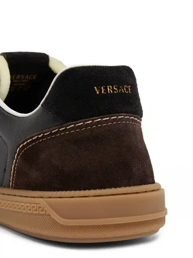 Versace Men's Leather & Suede Low-Top Sneakers - Moka Nero - Size 14 | Thumbnail 7