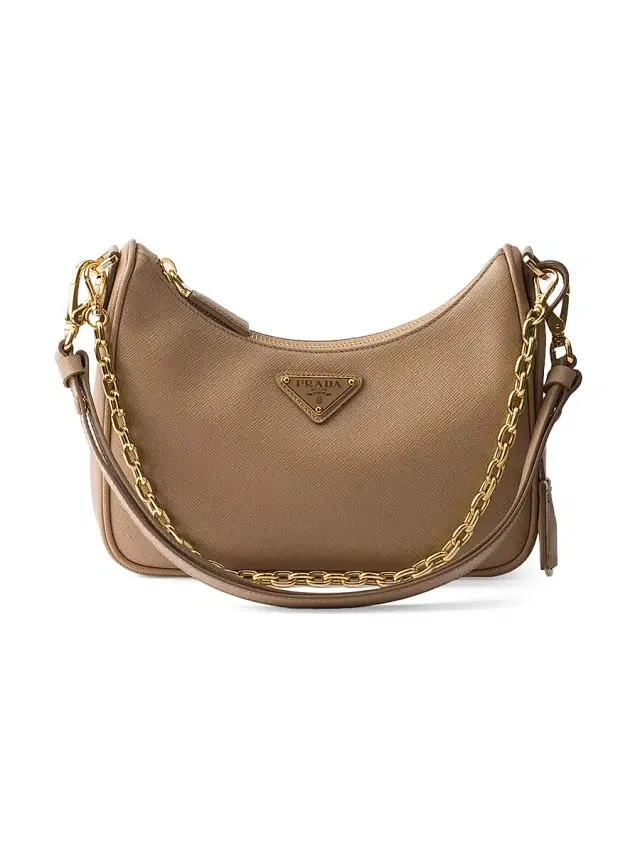 Prada Women's Re-Edition Saffiano Leather Shoulder Bag - Light Brown