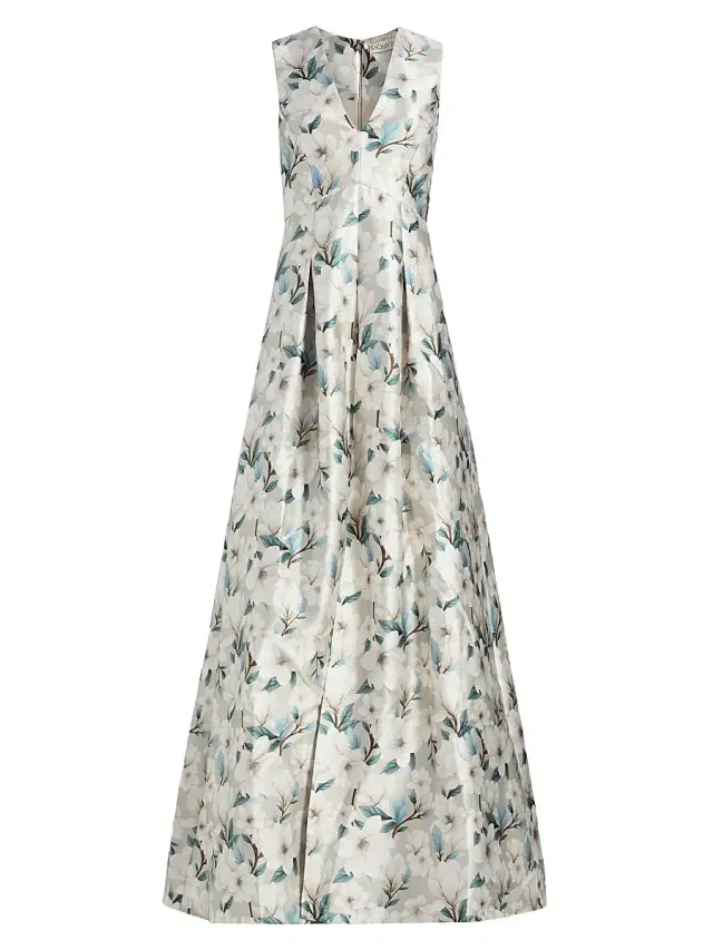 SACHIN BABI Women's Brooklynne Floral Satin A-Line Gown - Champagne Magnolia