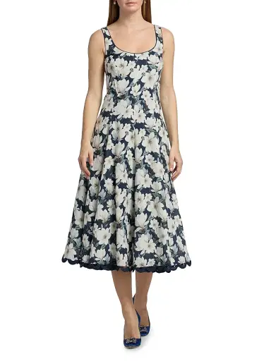 SACHIN & BABI Women's Teresa Floral Linen-Blend Midi-Dress - Midnight Magnolia - Size 14 | Thumbnail 3 SACHIN & BABI Women's Teresa Floral Linen-Blend Midi-Dress - Midnight Magnolia - Size 14 | Thumbnail 3