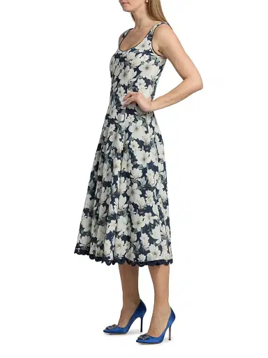 SACHIN & BABI Women's Teresa Floral Linen-Blend Midi-Dress - Midnight Magnolia - Size 14 | Thumbnail 4 SACHIN & BABI Women's Teresa Floral Linen-Blend Midi-Dress - Midnight Magnolia - Size 14 | Thumbnail 4