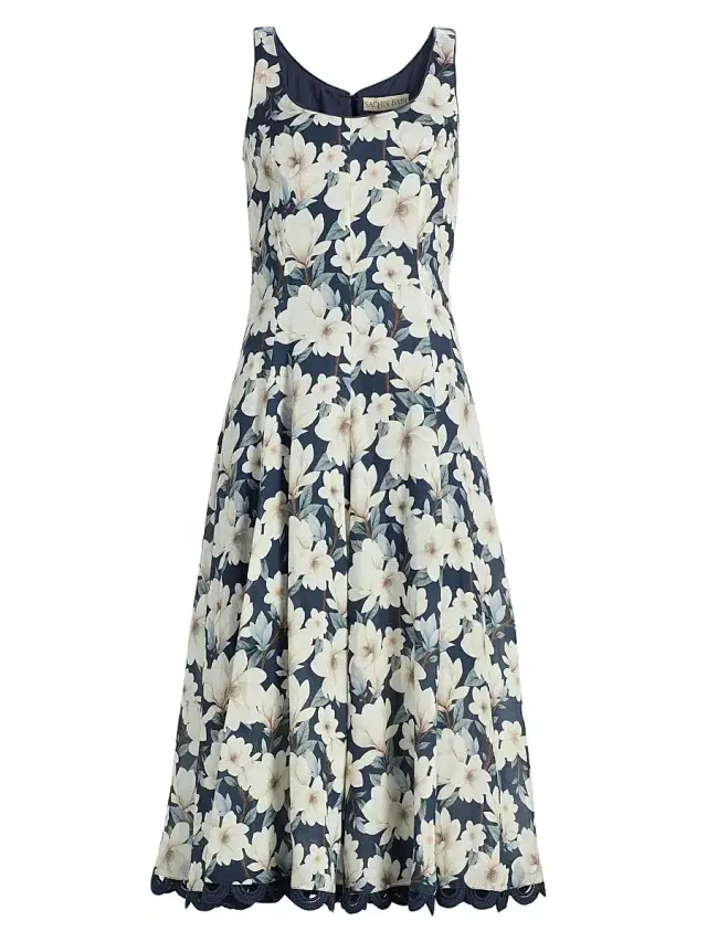 SACHIN BABI Women's Teresa Floral Linen-Blend Midi-Dress - Midnight Magnolia