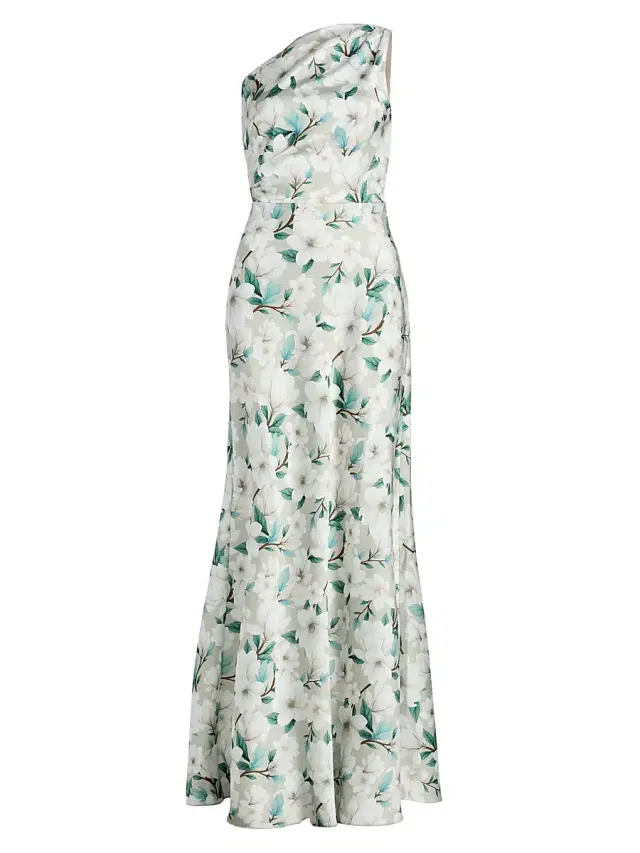 SACHIN BABI Women's Delphine Floral One-Shoulder Trumpet Gown - Champagne Magnolia