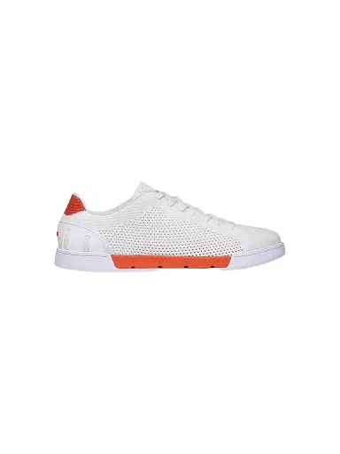SWIMS Men's Breeze Tennis Knit Low-Top Sneakers - White Swim Orange - Size 15 | Thumbnail 1 SWIMS Men's Breeze Tennis Knit Low-Top Sneakers - White Swim Orange - Size 15 | Thumbnail 1