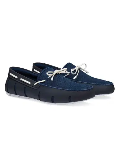 SWIMS Men's Braided Lace Loafers - Navy White - Size 15 | Thumbnail 2 SWIMS Men's Braided Lace Loafers - Navy White - Size 15 | Thumbnail 2