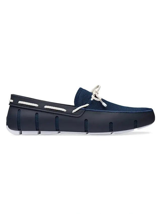 Swims Men's Braided Lace Loafers - Navy White