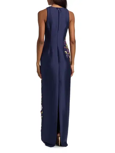 BADGLEY MISCHKA Women's Floral Stretch Mikado Column Gown - Navy - Size 16 | Thumbnail 5 BADGLEY MISCHKA Women's Floral Stretch Mikado Column Gown - Navy - Size 16 | Thumbnail 5