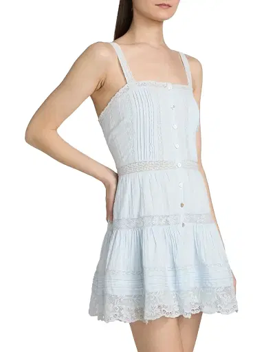 LoveShackFancy Women's Charlize Lace Cotton Tiered Minidress | Thumbnail 4 LoveShackFancy Women's Charlize Lace Cotton Tiered Minidress | Thumbnail 4