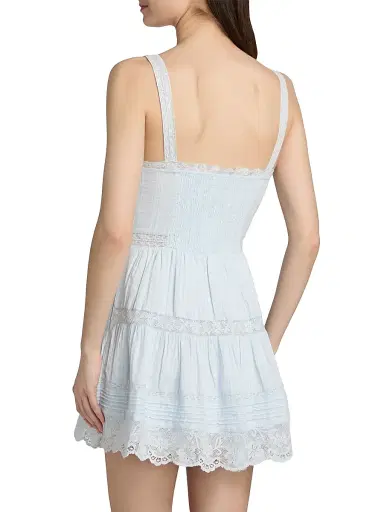 LoveShackFancy Women's Charlize Lace Cotton Tiered Minidress | Thumbnail 5 LoveShackFancy Women's Charlize Lace Cotton Tiered Minidress | Thumbnail 5