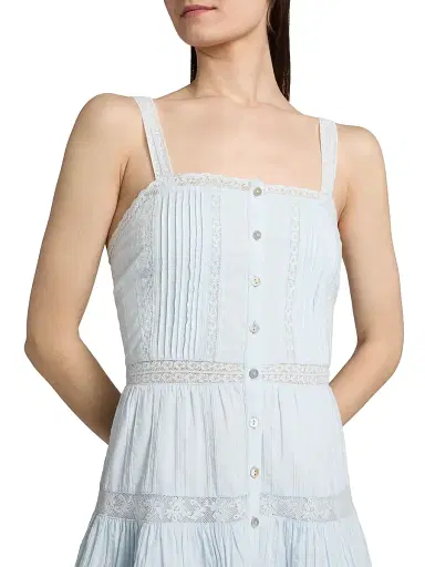 LoveShackFancy Women's Charlize Lace Cotton Tiered Minidress | Thumbnail 6 LoveShackFancy Women's Charlize Lace Cotton Tiered Minidress | Thumbnail 6