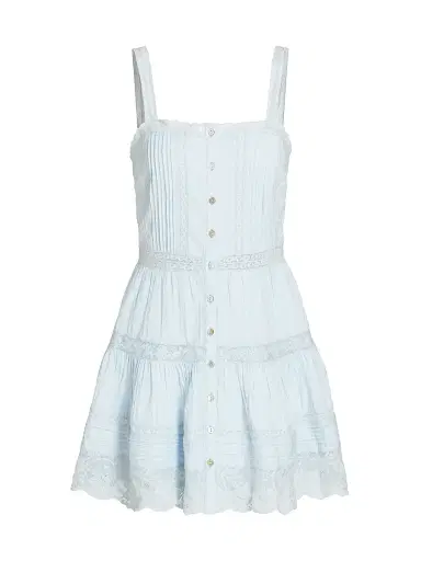 LoveShackFancy Women's Charlize Lace Cotton Tiered Minidress | Thumbnail 1 LoveShackFancy Women's Charlize Lace Cotton Tiered Minidress | Thumbnail 1
