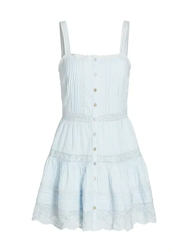 Women's Charlize Lace Cotton Tiered Minidress - Blue Finch