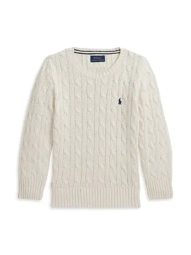 Polo Ralph Lauren Little Boy's & Boy's Cable-Knit Crewneck Sweater - Andover Cream - Size 7 | Thumbnail 1 Polo Ralph Lauren Little Boy's & Boy's Cable-Knit Crewneck Sweater - Andover Cream - Size 7 | Thumbnail 1