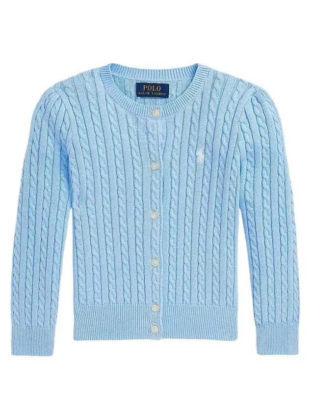 Little Girl's & Girl's Cable-Knit Cardigan - Office Blue