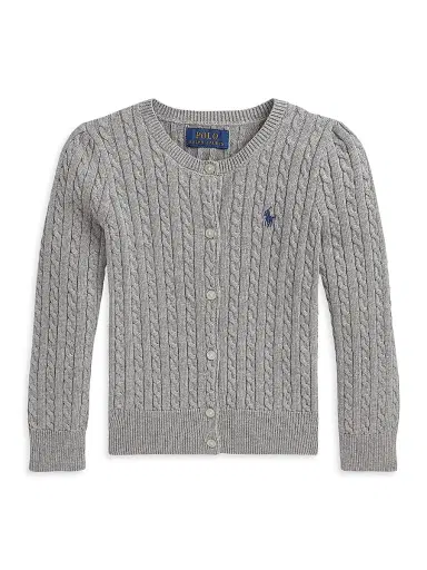 Polo Ralph Lauren Little Girl's & Girl's Cable-Knit Cardigan - Heather Grey | Thumbnail 1 Polo Ralph Lauren Little Girl's & Girl's Cable-Knit Cardigan - Heather Grey | Thumbnail 1