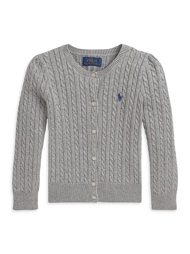Little Girl's & Girl's Cable-Knit Cardigan - Heather Grey