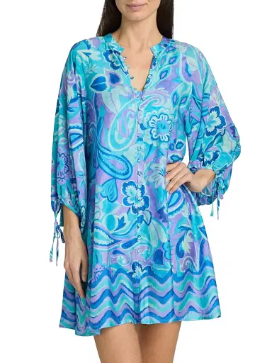 Johnny Was Women's Mulla Floral-Paisley Minidress - Mulla - Size Large | Thumbnail 3 Johnny Was Women's Mulla Floral-Paisley Minidress - Mulla - Size Large | Thumbnail 3