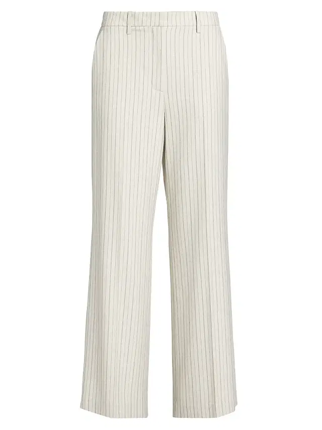 Elie Tahari Women's The Liliana Pinstriped Straight-Leg Pants - Tan Black Pinstripe