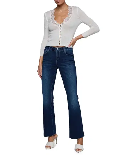 L'Agence Women's Eluna Lace-Trim Cardigan - Ivory - Size XL | Thumbnail 2