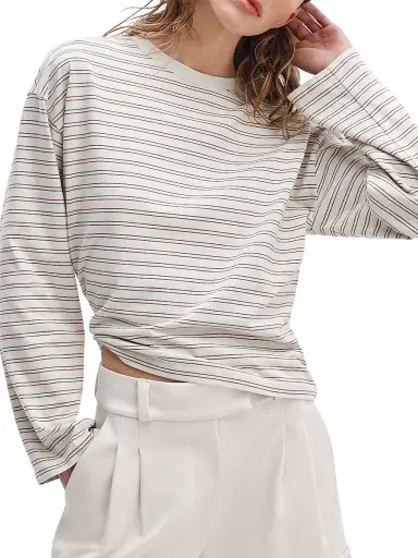 rag & bone Women's Kelly Striped Boxy Long-Sleeve T-Shirt | Thumbnail 4 rag & bone Women's Kelly Striped Boxy Long-Sleeve T-Shirt | Thumbnail 4