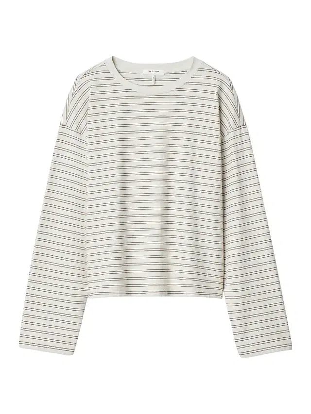 rag & bone Women's Kelly Striped Boxy Long-Sleeve T-Shirt - Copper Multi