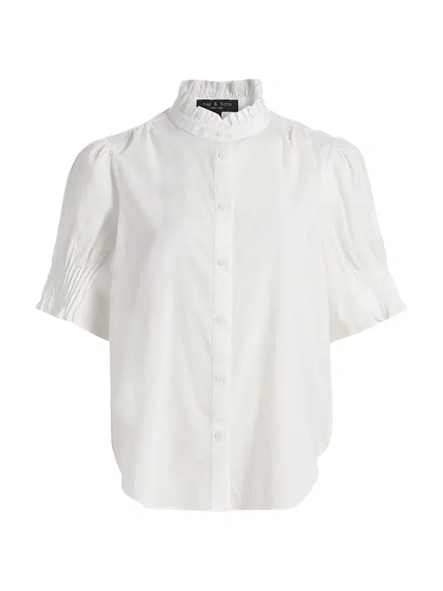 rag & bone Women's Dakota Cotton Poplin Puff-Sleeve Shirt - Bone