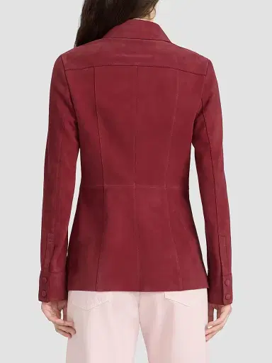 Frame Women's The Suede Button-Front Shirt - Garnet - Size Large | Thumbnail 2 Frame Women's The Suede Button-Front Shirt - Garnet - Size Large | Thumbnail 2
