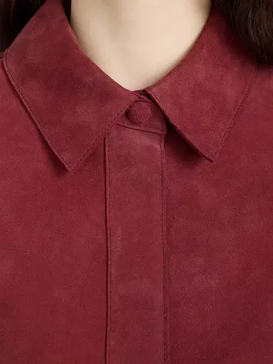 Frame Women's The Suede Button-Front Shirt - Garnet - Size Large | Thumbnail 6 Frame Women's The Suede Button-Front Shirt - Garnet - Size Large | Thumbnail 6