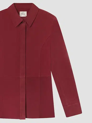 Frame Women's The Suede Button-Front Shirt - Garnet - Size Large | Thumbnail 7 Frame Women's The Suede Button-Front Shirt - Garnet - Size Large | Thumbnail 7