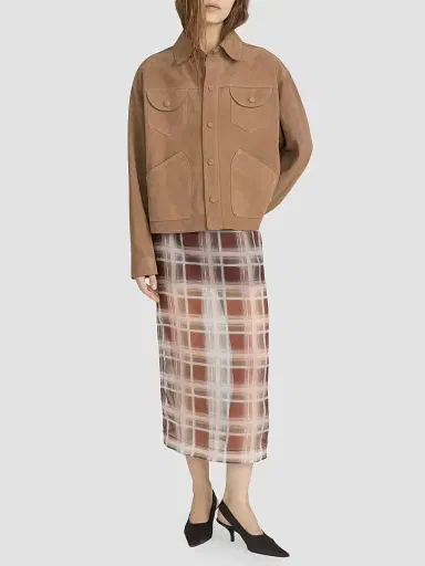 Frame Women's The Suede Utility Jacket - Chai | Thumbnail 2 Frame Women's The Suede Utility Jacket - Chai | Thumbnail 2