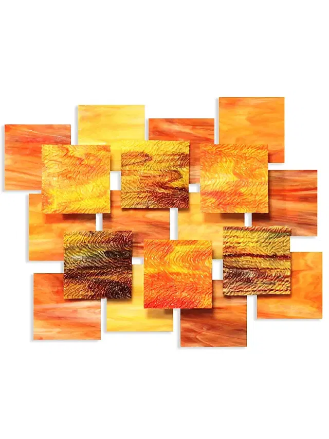 Karo Studios Sunset Glass & Metal Wall Sculpture - Orange