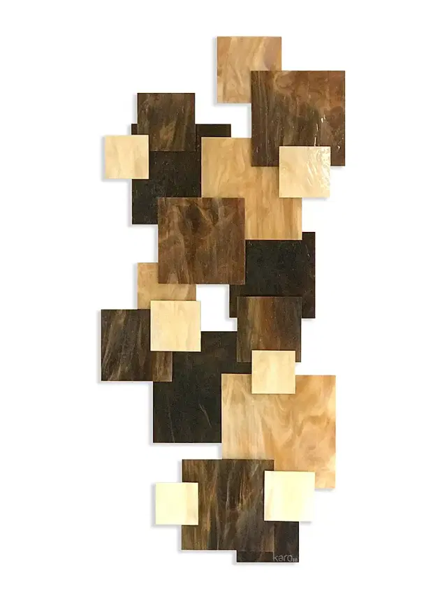Karo Studios Sunset Vertical Glass & Metal Wall Sculpture - Brown