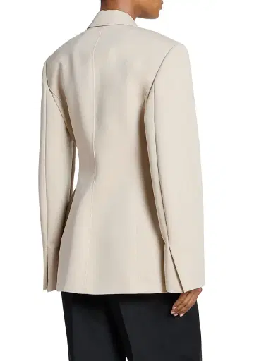 Wardrobe.NYC Women's Drill Contour Cotton Single-Breasted Blazer - Stone - Size XL | Thumbnail 5