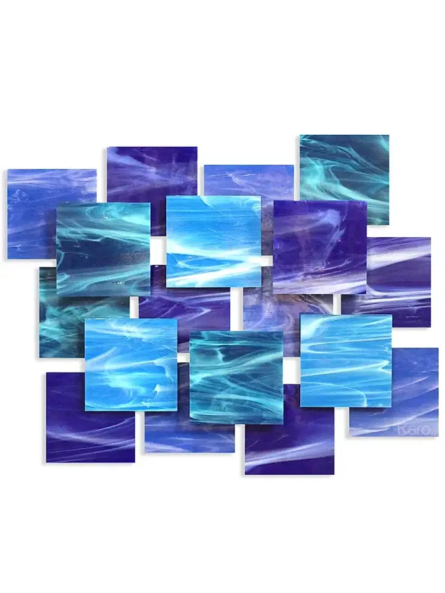 Karo Studios Sunset Glass & Metal Wall Sculpture - Blue