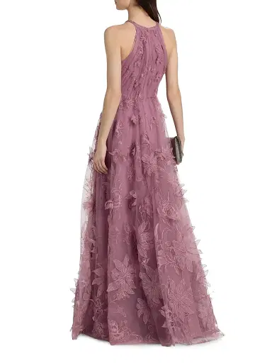 THEIA Women's Lux Floral-Embroidered Gown - Dusk - Size 16 | Thumbnail 5