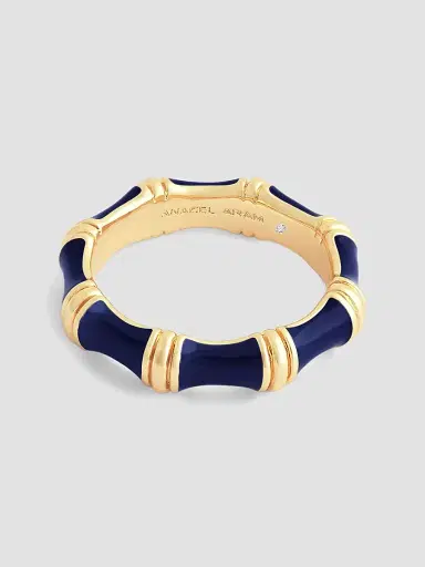 Anabel Aram Women's Bamboo 18K-Gold-Plated & Enamel Ring - Atlantic Navy Blue | Thumbnail 3 Anabel Aram Women's Bamboo 18K-Gold-Plated & Enamel Ring - Atlantic Navy Blue | Thumbnail 3
